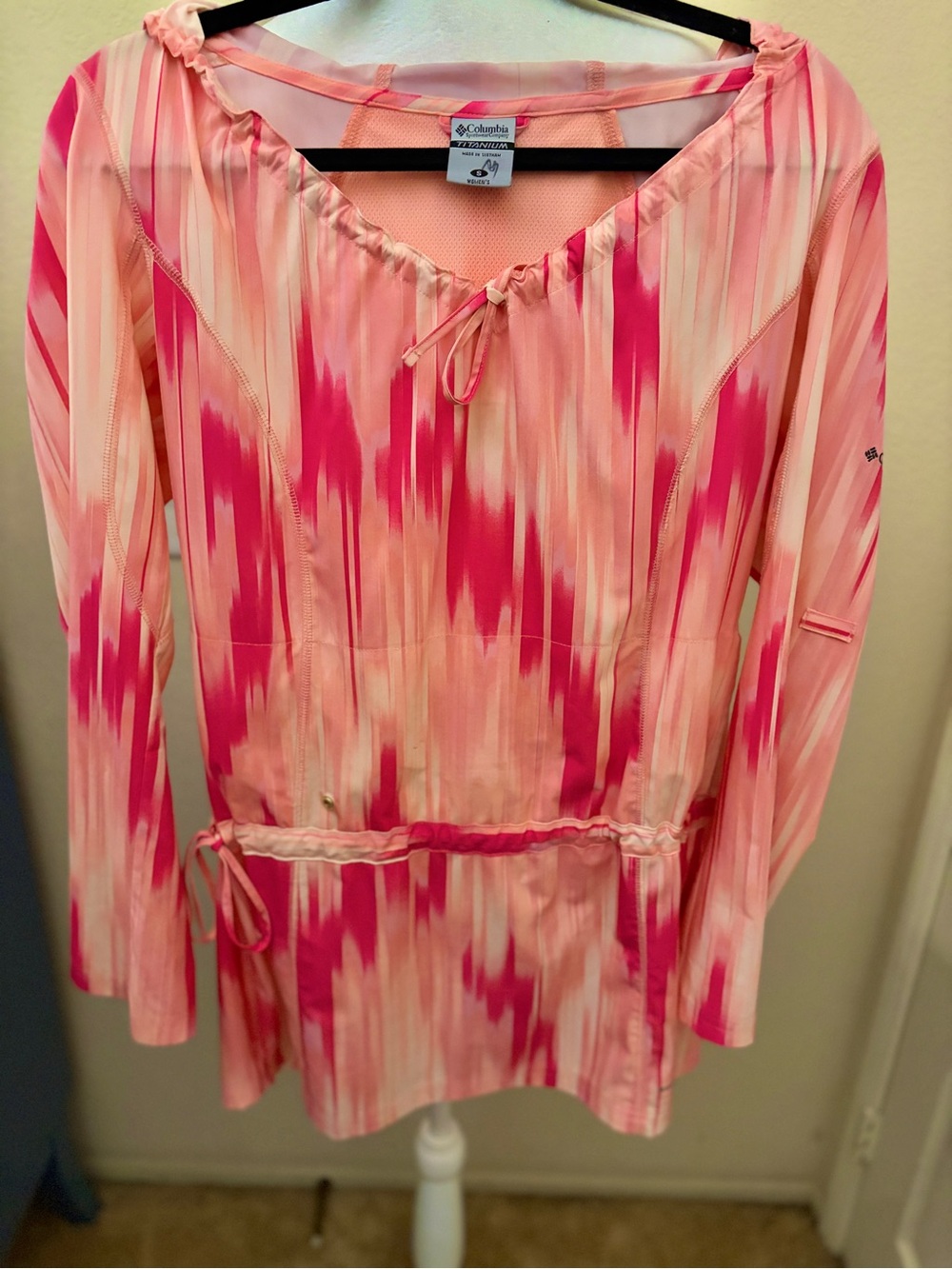 Columbia Titanium  Orange and Light coral Tie-Dye Sun Tunic Sits at Hips